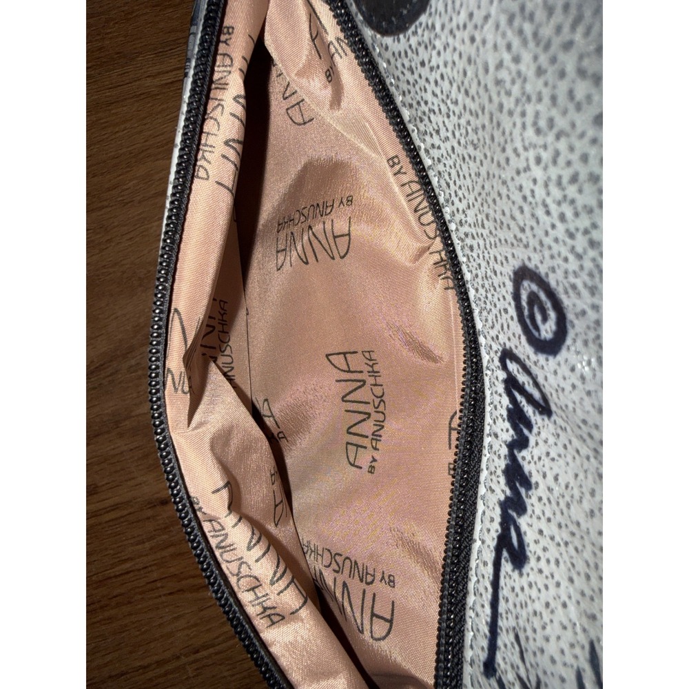 Anna Hand Painted Leather Leopard Tote Bag Gray Blue Eyes Shoulder Bag Artisan - Picture 10 of 14